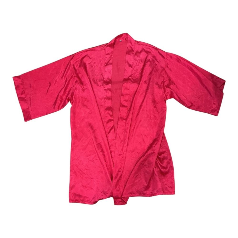 Red Satin Kimono Robe (Small) - Loungewear Sleepwear - Picture 6 of 6